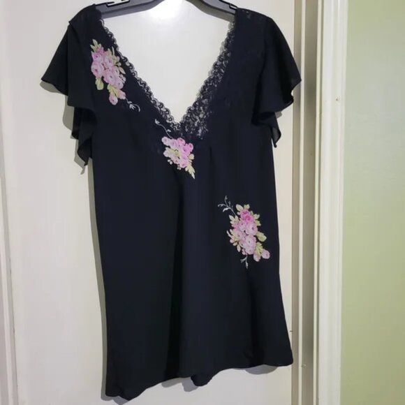 Tops - Oscar de la Renta Black Lace Top